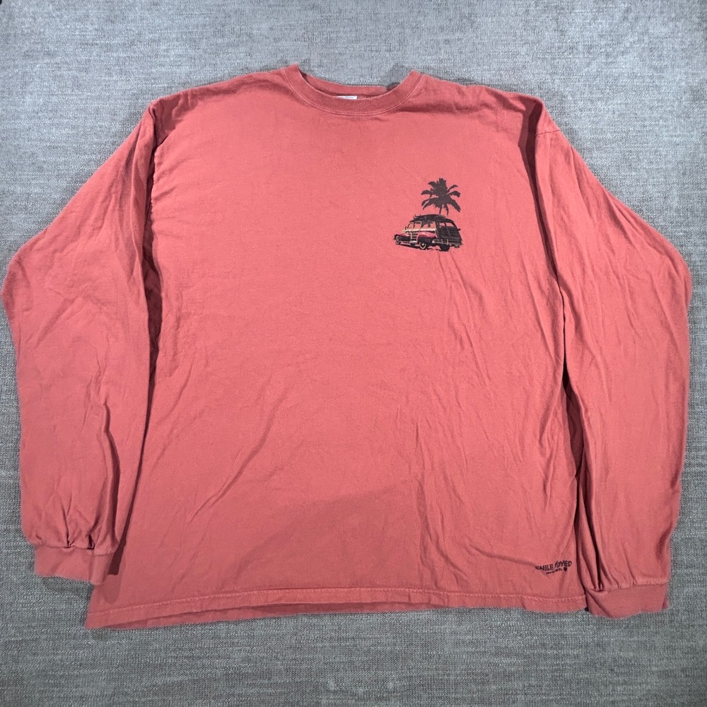 Crazy Shirts Long Sleeve T-Shirt Mens XXL Red Excellent Hawaii Surf‎ Woody